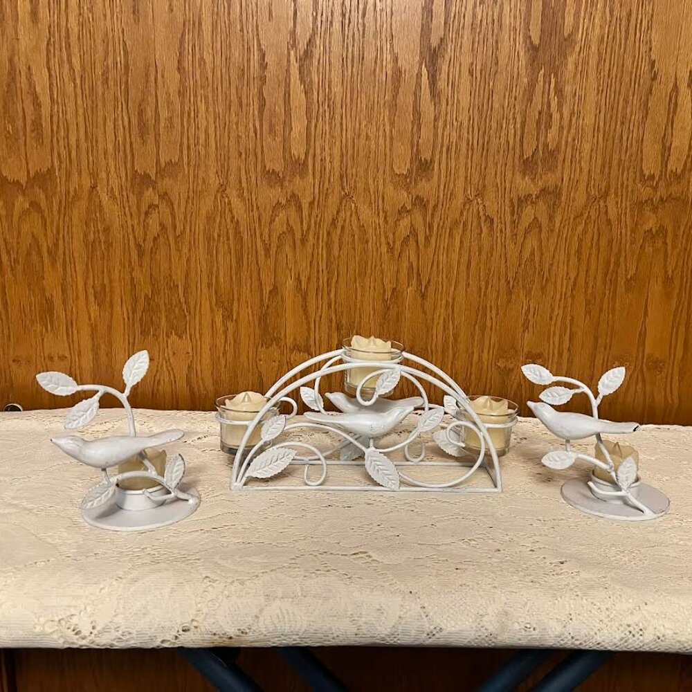 Iron Candleholders Featuring Bird/Leaf Design / Set Includes 11 Pieces Total